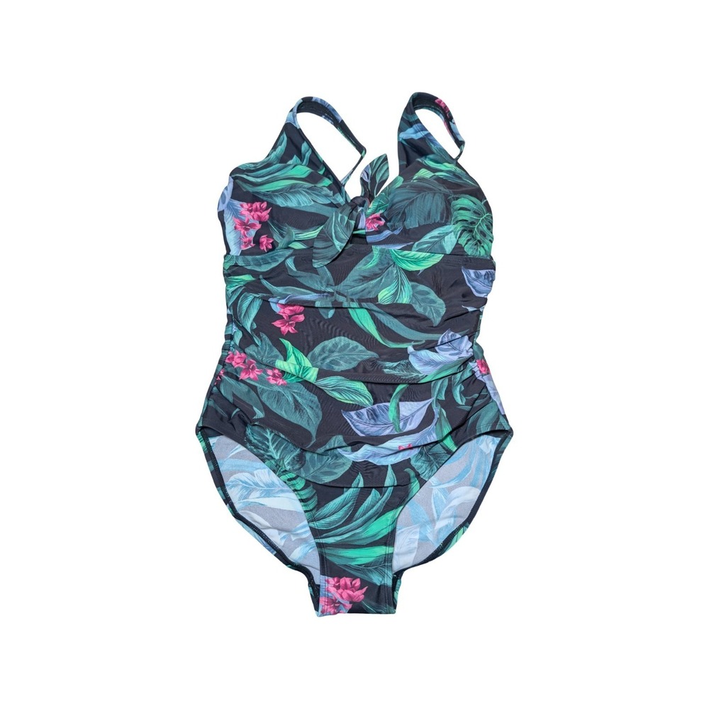 ⭐D1 Kona Sol Full Coverage Tummy Control Tie-Front One Piece Swimsuit - S